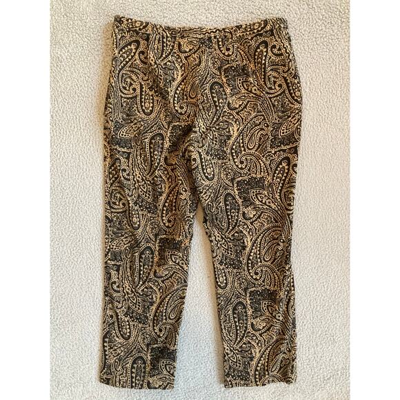Lauren Ralph Lauren Pants 14P Large Petite Paisley Chino Stretch Straight Flat - Picture 4 of 12